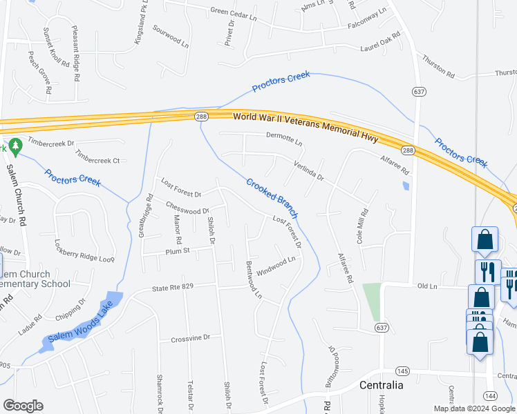 map of restaurants, bars, coffee shops, grocery stores, and more near 9261 Lost Forest Drive in Richmond