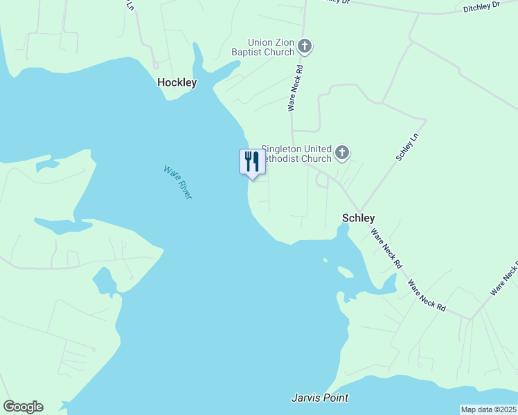 map of restaurants, bars, coffee shops, grocery stores, and more near 6536 Jarvis Road in Gloucester