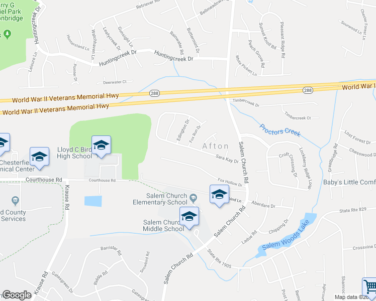 map of restaurants, bars, coffee shops, grocery stores, and more near 5819 Sara Kay Drive in Richmond