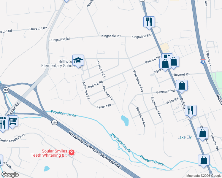 map of restaurants, bars, coffee shops, grocery stores, and more near 2957 Gaffney Road in Richmond