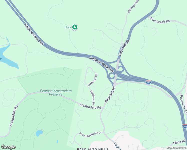 map of restaurants, bars, coffee shops, grocery stores, and more near 14400 Liddicoat Circle in Los Altos Hills