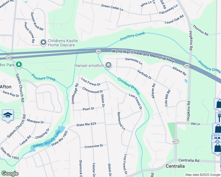 map of restaurants, bars, coffee shops, grocery stores, and more near 9219 Rainwood Road in Richmond