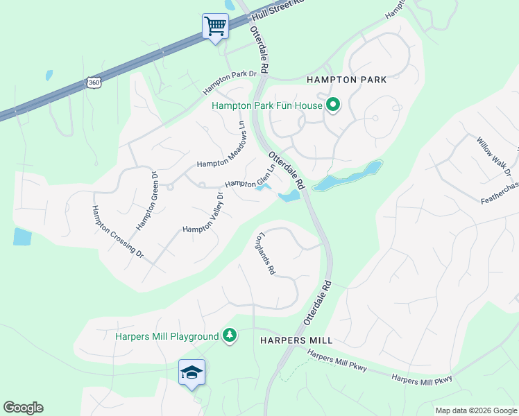 map of restaurants, bars, coffee shops, grocery stores, and more near 8048 Hampton Station Court in Chesterfield