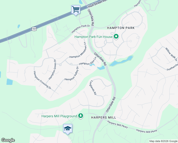 map of restaurants, bars, coffee shops, grocery stores, and more near 8048 Hampton Station Court in Chesterfield