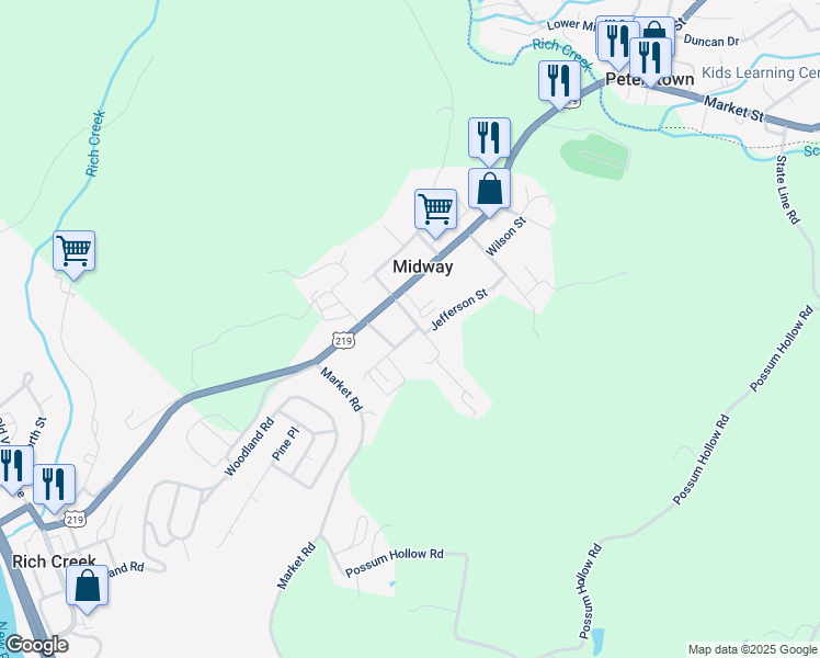 map of restaurants, bars, coffee shops, grocery stores, and more near 130 McKenzie Avenue in Rich Creek