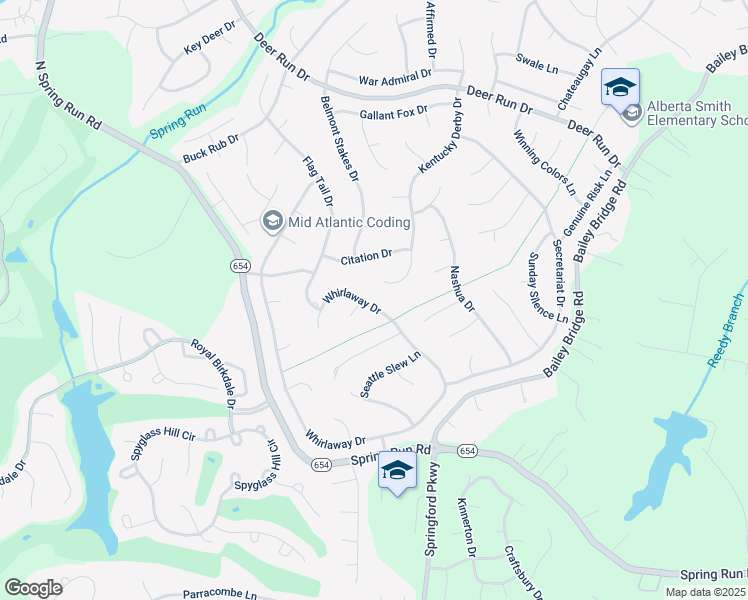 map of restaurants, bars, coffee shops, grocery stores, and more near 7407 Whirlaway Drive in Midlothian