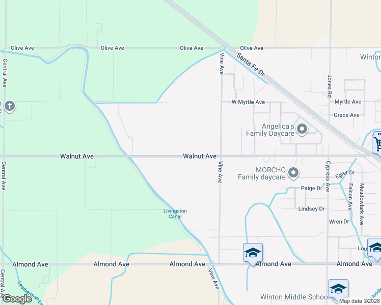 map of restaurants, bars, coffee shops, grocery stores, and more near 8136 Walnut Avenue in Winton