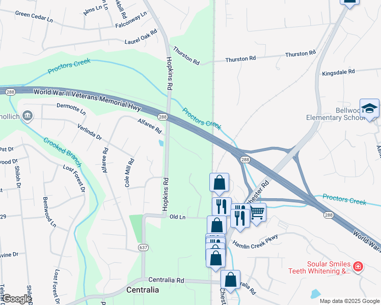 map of restaurants, bars, coffee shops, grocery stores, and more near 9540 Fuchsia Drive in Richmond