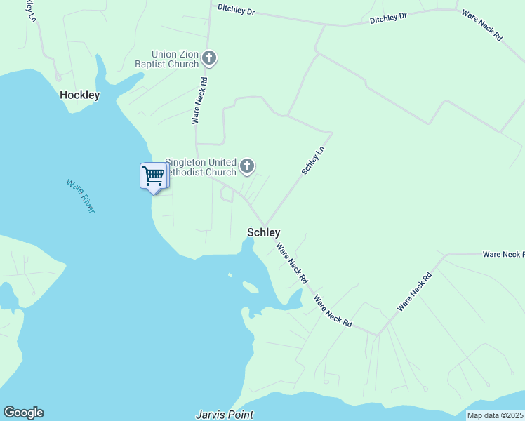map of restaurants, bars, coffee shops, grocery stores, and more near 5813 Ware Neck Road in Gloucester