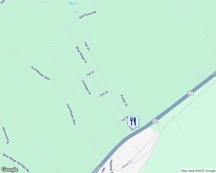 map of restaurants, bars, coffee shops, grocery stores, and more near State Route 1501 in Blue Ridge