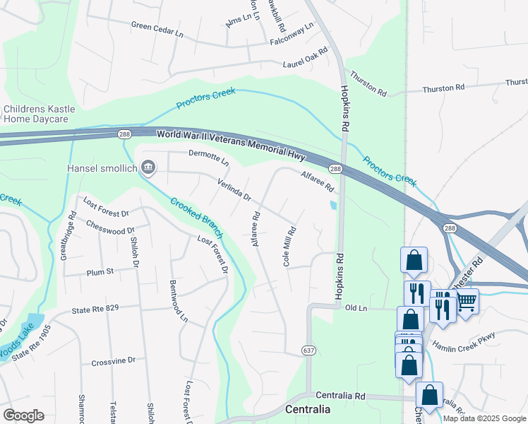 map of restaurants, bars, coffee shops, grocery stores, and more near 9701 Alfaree Road in Richmond