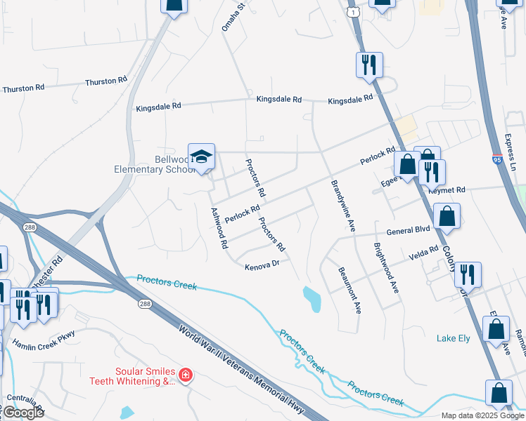 map of restaurants, bars, coffee shops, grocery stores, and more near 2961 Perlock Road in Richmond