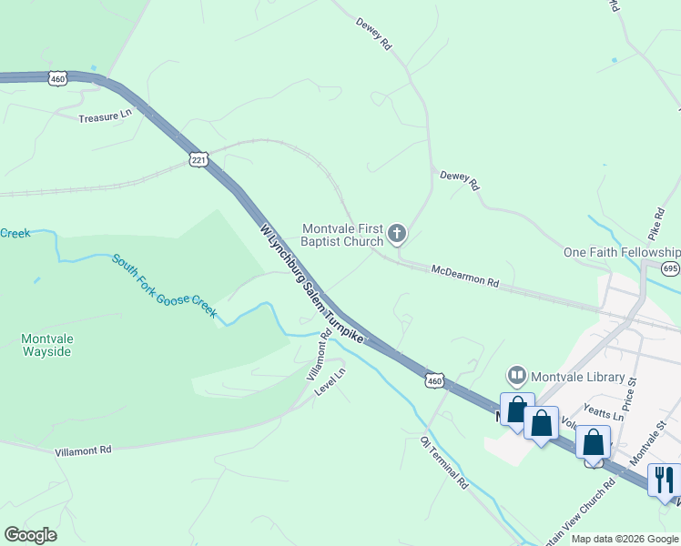 map of restaurants, bars, coffee shops, grocery stores, and more near 1108 Creasy Road in Blue Ridge
