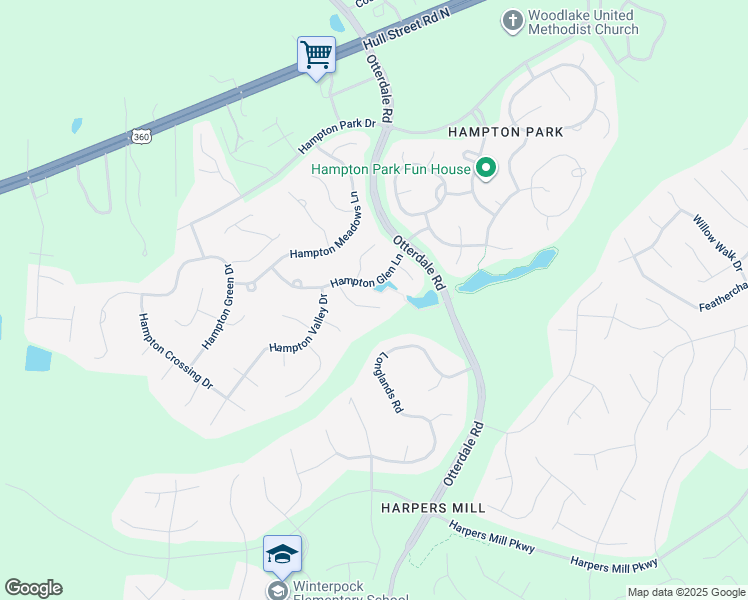 map of restaurants, bars, coffee shops, grocery stores, and more near 8043 Hampton Station Court in Chesterfield