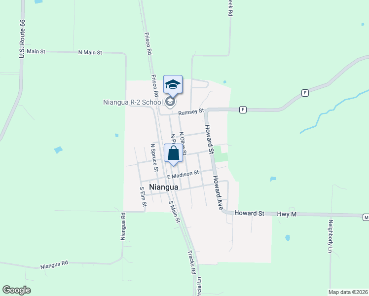 map of restaurants, bars, coffee shops, grocery stores, and more near 486-498 Nelson Avenue in Niangua