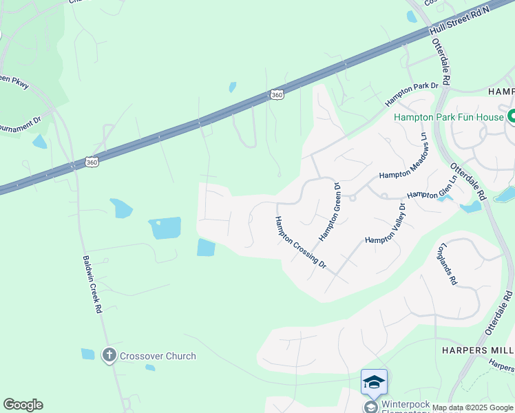 map of restaurants, bars, coffee shops, grocery stores, and more near 7726 Hampton Green Drive in Chesterfield