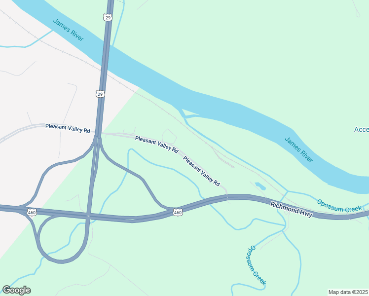 map of restaurants, bars, coffee shops, grocery stores, and more near 6092 Pleasant Valley Road in Lynchburg