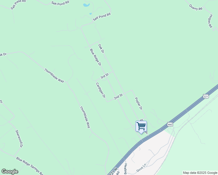 map of restaurants, bars, coffee shops, grocery stores, and more near 517 Blue Ridge Drive in Blue Ridge
