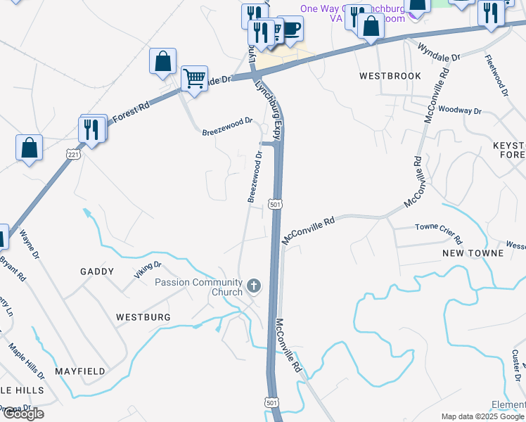 314 Breezewood Drive Lynchburg Va Walk Score Map Of Restaurants Bars Coffee S Grocery Ore Near 314