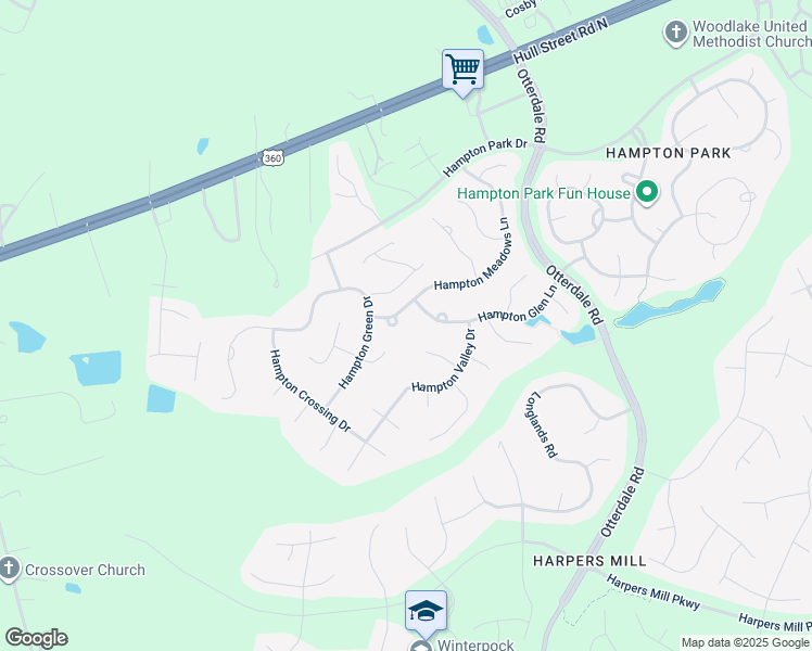 map of restaurants, bars, coffee shops, grocery stores, and more near 8111 Hampton Meadows Circle in Chesterfield