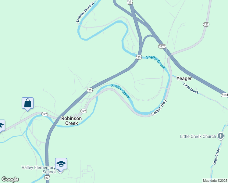 map of restaurants, bars, coffee shops, grocery stores, and more near 4781 Collins Highway in Pikeville