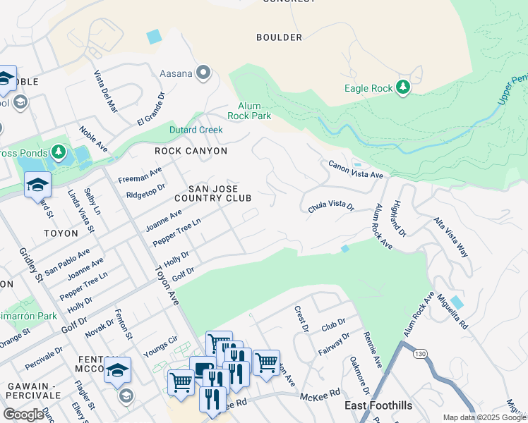 map of restaurants, bars, coffee shops, grocery stores, and more near 4178 Holly Drive in San Jose