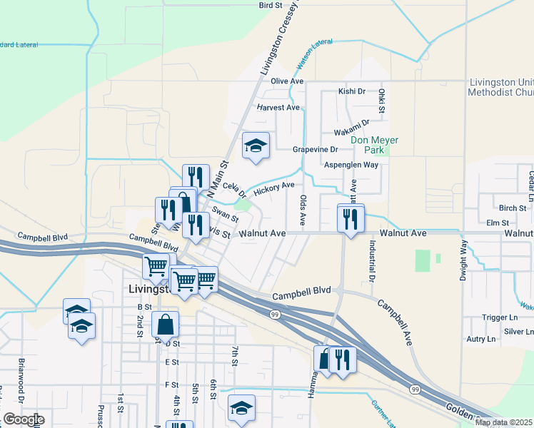 map of restaurants, bars, coffee shops, grocery stores, and more near 1770 Ash Court in Livingston