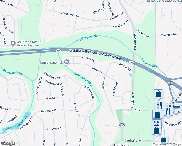 map of restaurants, bars, coffee shops, grocery stores, and more near 9705 Dermotte Court in Richmond