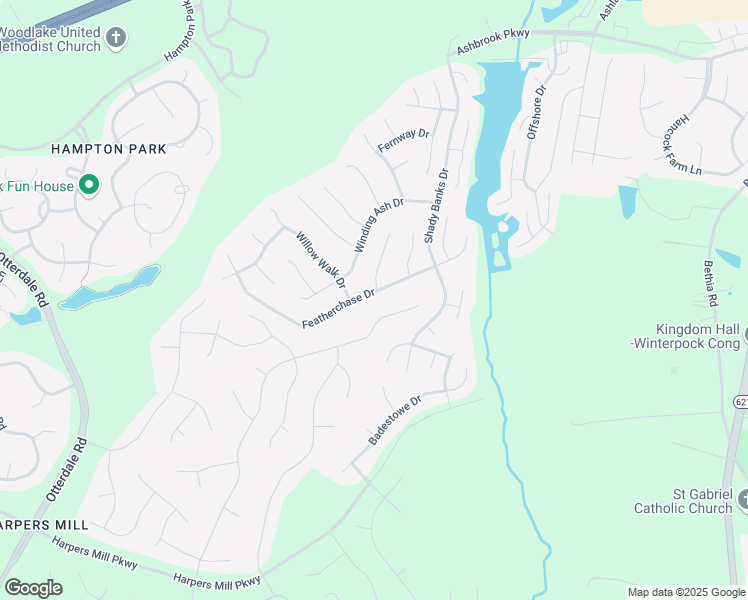 map of restaurants, bars, coffee shops, grocery stores, and more near 15201 Featherchase Drive in Chesterfield