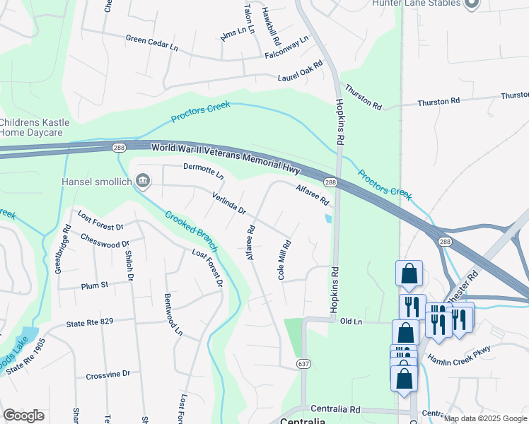 map of restaurants, bars, coffee shops, grocery stores, and more near 9619 Alfaree Road in Richmond