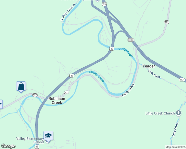 map of restaurants, bars, coffee shops, grocery stores, and more near 4781 Collins Highway in Pikeville