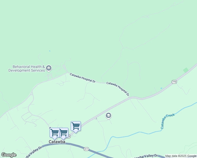 map of restaurants, bars, coffee shops, grocery stores, and more near 5335 Catawba Hospital Drive in Catawba