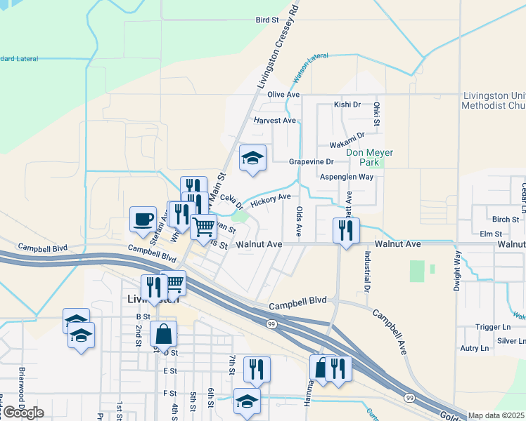 map of restaurants, bars, coffee shops, grocery stores, and more near 1770 Ash Court in Livingston