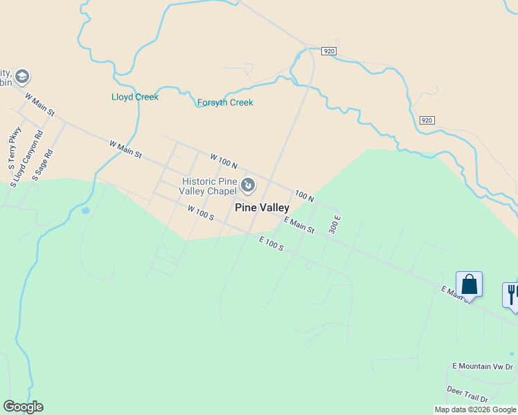 map of restaurants, bars, coffee shops, grocery stores, and more near Pine Valley Road in Pine Valley