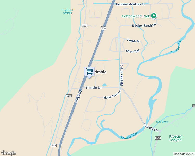 map of restaurants, bars, coffee shops, grocery stores, and more near 191 Trimble Crossing Drive in Durango