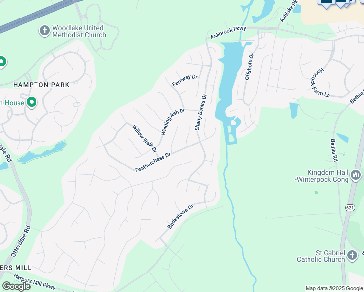 map of restaurants, bars, coffee shops, grocery stores, and more near 15106 Featherchase Drive in Chesterfield