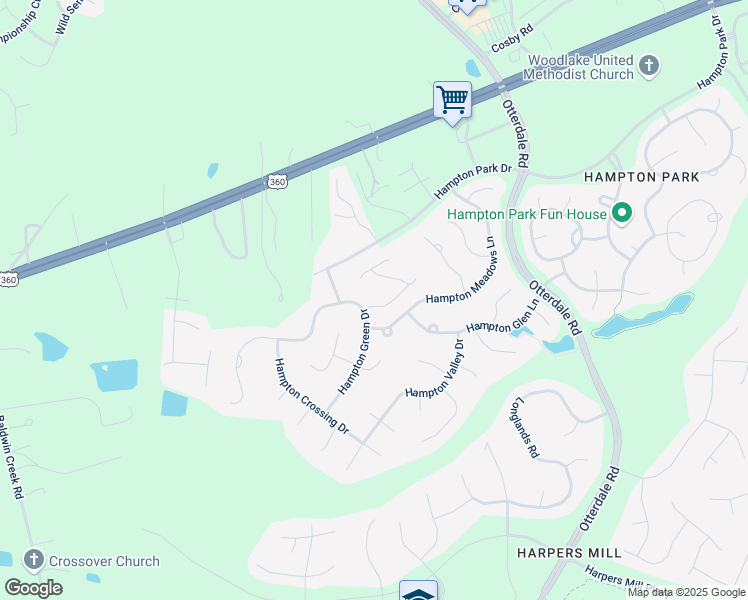 map of restaurants, bars, coffee shops, grocery stores, and more near 8124 Hampton Springs Road in Chesterfield