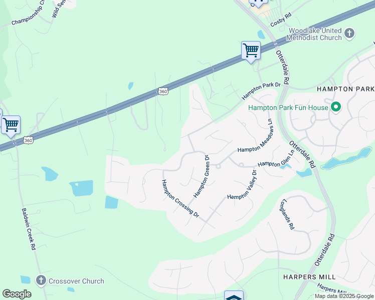 map of restaurants, bars, coffee shops, grocery stores, and more near 7881 Hampton Green Drive in Chesterfield
