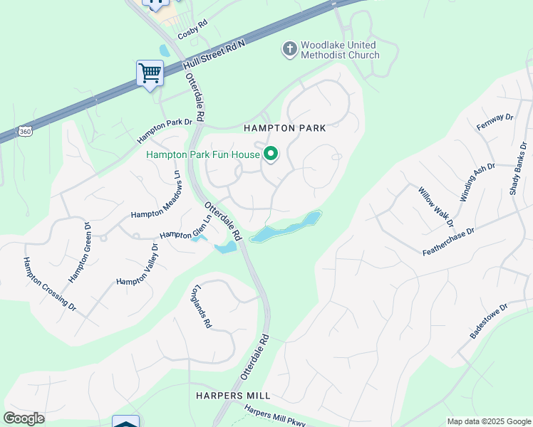 map of restaurants, bars, coffee shops, grocery stores, and more near 8112 Hampton Glen Drive in Chesterfield