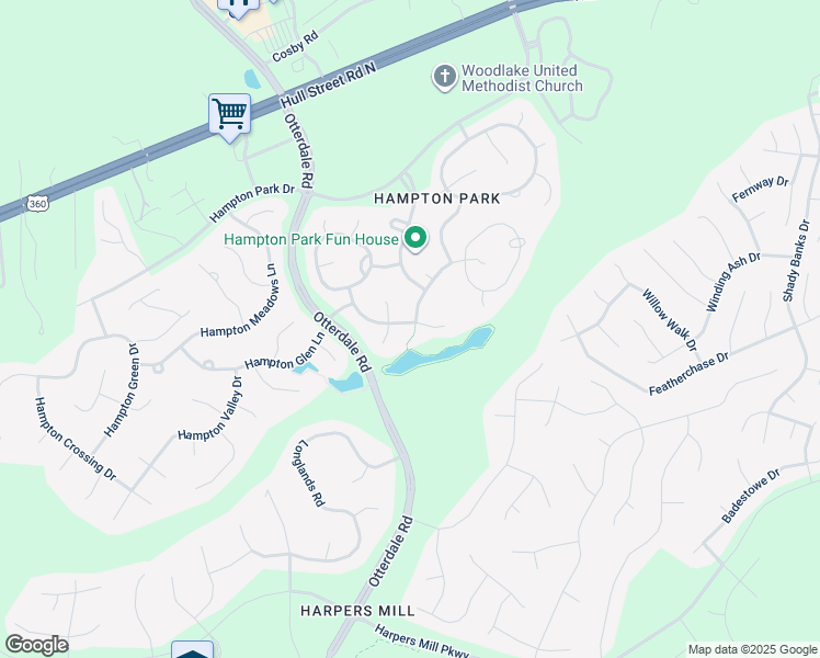 map of restaurants, bars, coffee shops, grocery stores, and more near 8112 Hampton Glen Drive in Chesterfield