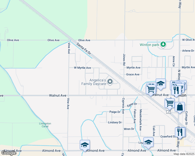 map of restaurants, bars, coffee shops, grocery stores, and more near 7219 Tokay Circle in Winton