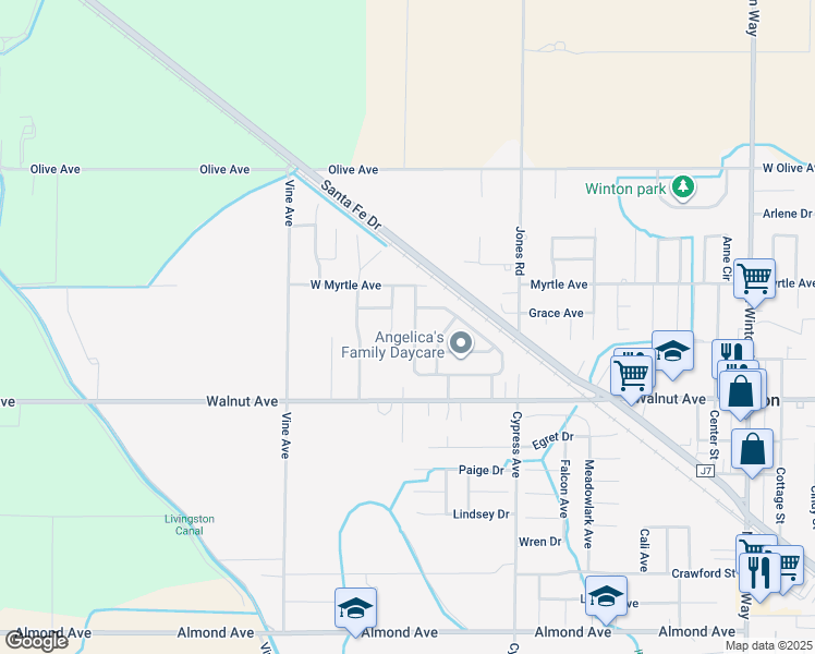 map of restaurants, bars, coffee shops, grocery stores, and more near 7219 Tokay Circle in Winton