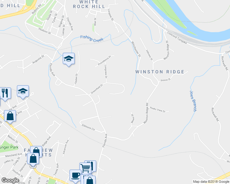 map of restaurants, bars, coffee shops, grocery stores, and more near 800 Greenfield Drive in Lynchburg