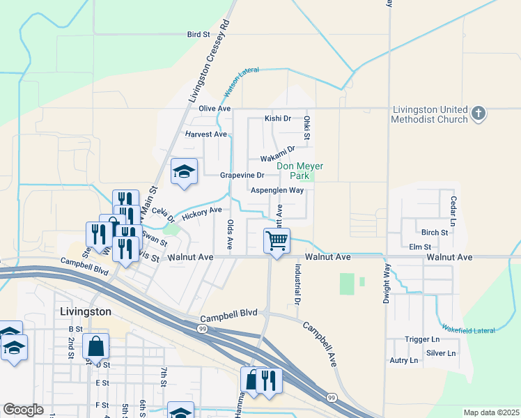 map of restaurants, bars, coffee shops, grocery stores, and more near 2064 Glenmoor Place in Livingston