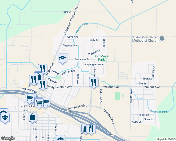 map of restaurants, bars, coffee shops, grocery stores, and more near 2064 Glenmoor Place in Livingston