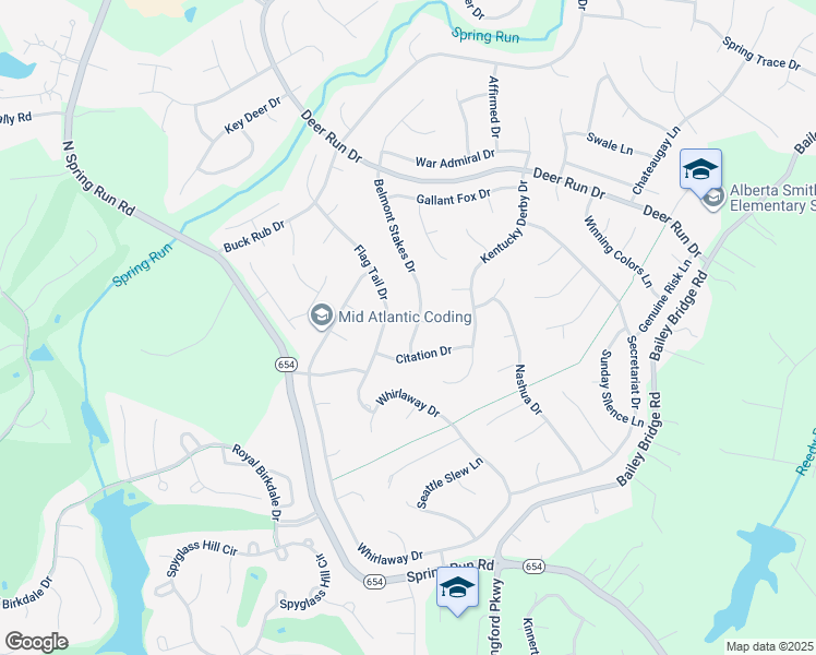 map of restaurants, bars, coffee shops, grocery stores, and more near 7906 Belmont Stakes Drive in Midlothian