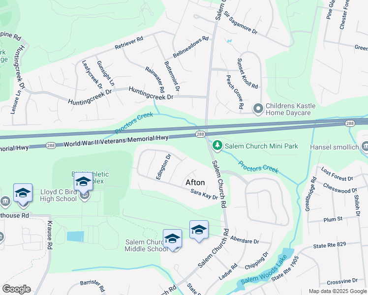 map of restaurants, bars, coffee shops, grocery stores, and more near 9300 Salem Church Road in Richmond