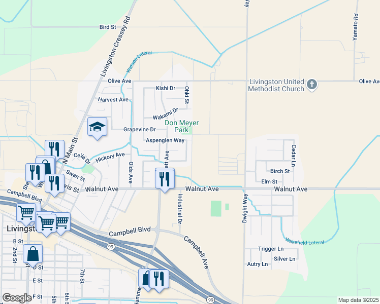 map of restaurants, bars, coffee shops, grocery stores, and more near 856 Jordonolla Way in Livingston