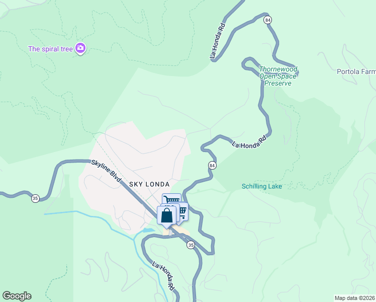 map of restaurants, bars, coffee shops, grocery stores, and more near 80 Skywood Way in Woodside