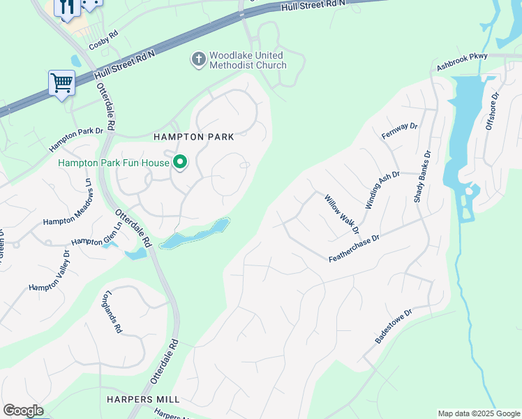 map of restaurants, bars, coffee shops, grocery stores, and more near 15904 Twisted Cedar Drive in Chesterfield